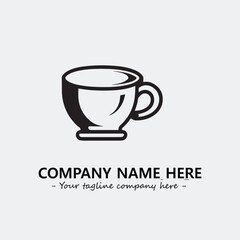 Cup illustration black and white for logo company vector image
