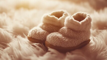 Baby booties on soft fur
