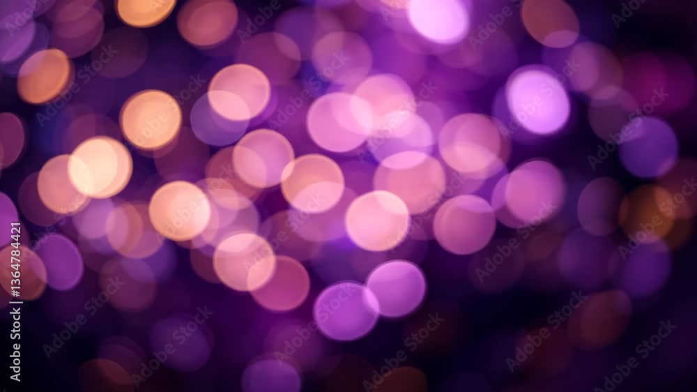 Poster abstract bokeh background with purple and orange circular lights in dreamy soft focus