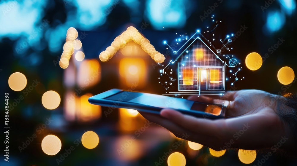 Poster smart home technology transforming modern digital home automation and connectivity for efficient lif