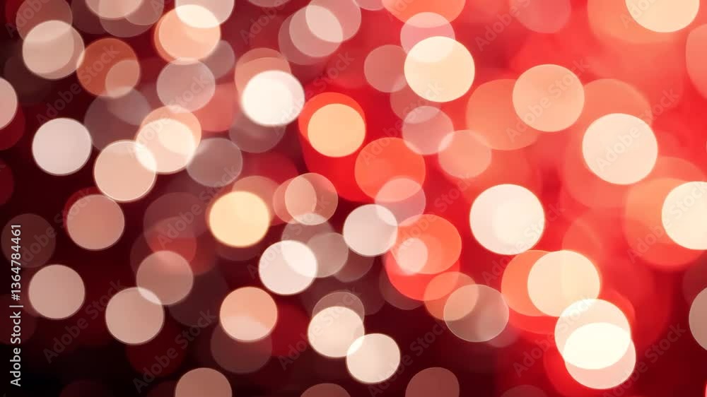 Poster abstract bokeh background with red and white circular lights soft focus and blurred reflections
