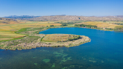 Aerial view of Halfeti pond Sivas, Turkey