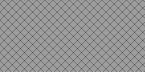 Overlapping vector abstract Pattern wave lines fabric black square line background. seamless fabric geomatics overlapping create retro line pattern.	
