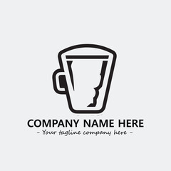 Cup illustration black and white for logo company vector image
