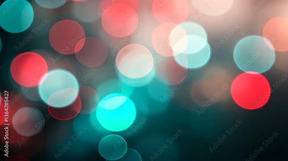Aufkleber abstract bokeh background with teal and red circle lights for festive atmosphere