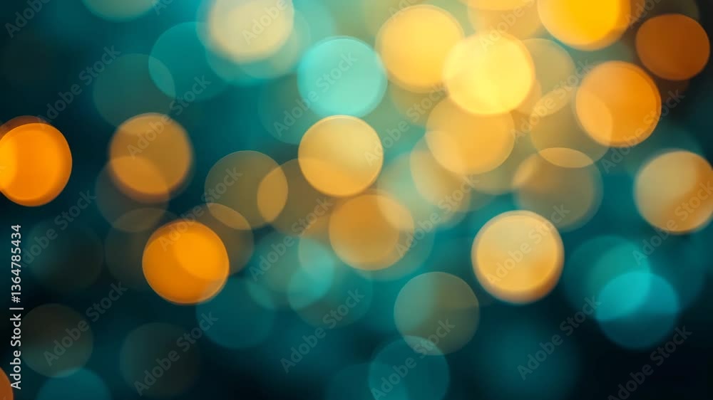 Poster abstract bokeh background with teal and golden lights