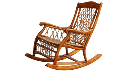 Timeless Comfort: A close-up shot of a vintage wooden rocking chair, showcasing its intricate design and inviting silhouette, a symbol of relaxation and tranquility.