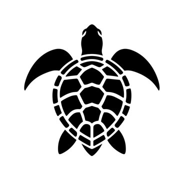 Sea turtle silhouette in bold black vector style