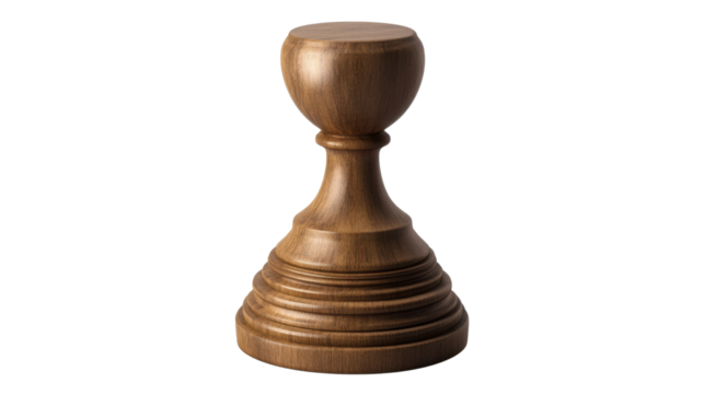 Wooden Chess Pawn: A single, intricately carved wooden chess pawn stands in proud isolation, capturing the essence of strategy, competition, and intellect, all in a timeless display of craftsmanship.