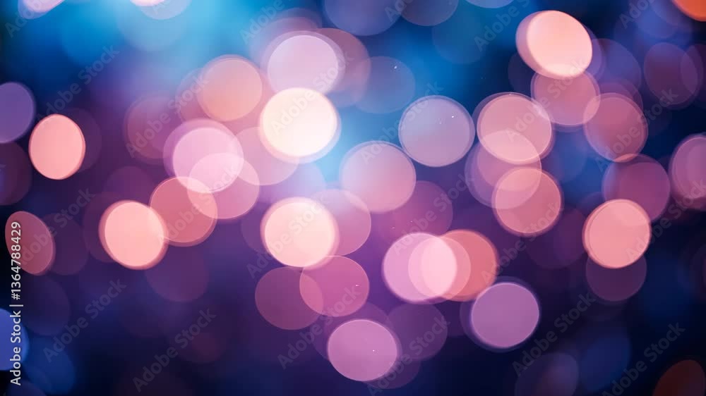 Poster abstract bokeh circles in pink and purple with blue highlights creating a dreamy and festive atmosph