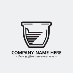 Cup illustration black and white for logo company vector image
