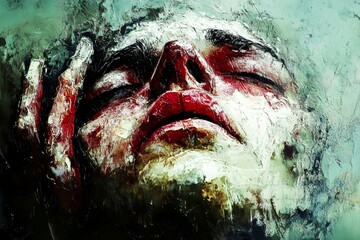 Obraz premium Depression help. Dealing with depression. Metaphorical chronic fatigue perceptions of a loss of pleasure or interest. Chronic fatigue - cause of depression: abstract image of physical state.
