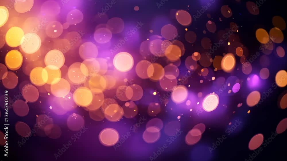 Aufkleber abstract bokeh lights background with floating circles of orange and purple in the dark