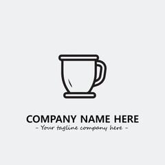 Cup illustration black and white for logo company vector image
