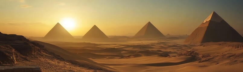 Desert landscape with mountains and sun shining through clouds
