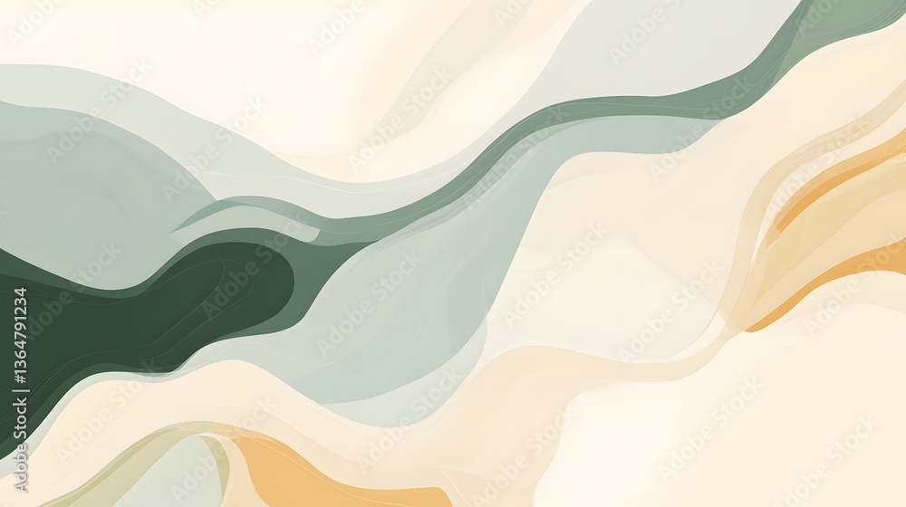 Poster abstract wave pattern design, soft neutral tones with flowing shapes, ideal for backgrounds or digit