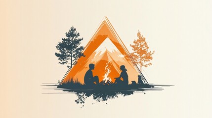 Retro Camping Adventure - Minimalist Art