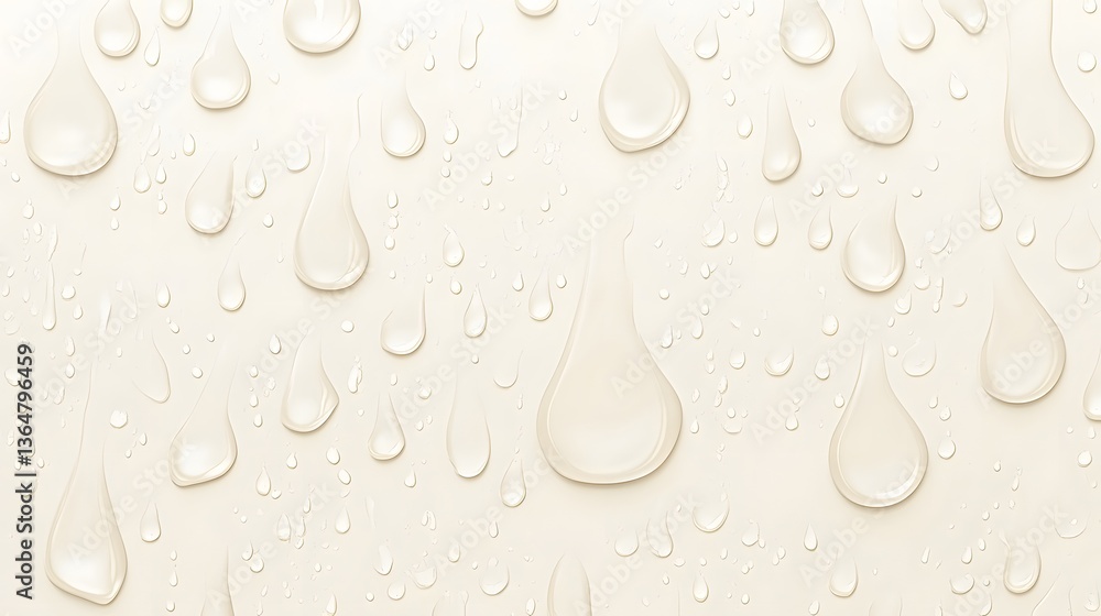 Poster abstract raindrop texture, soft cream background with varying drop sizes, ideal for elegant design a