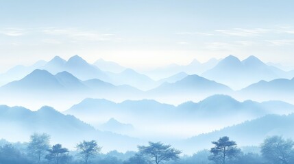 Peaceful Misty Mountain Landscape