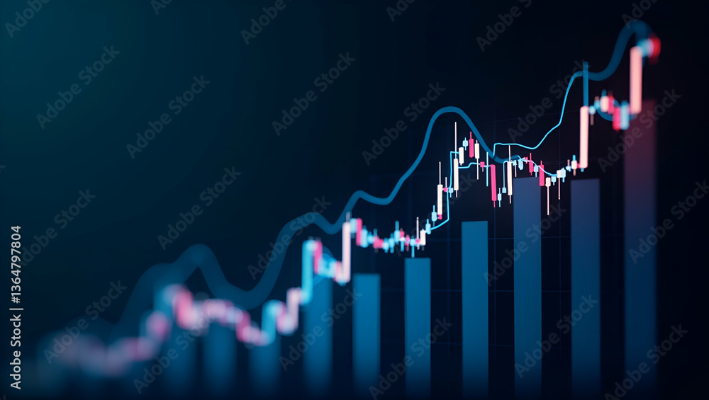 Poster business digital graph chart in stock trading market illustrating growth investment with generative 