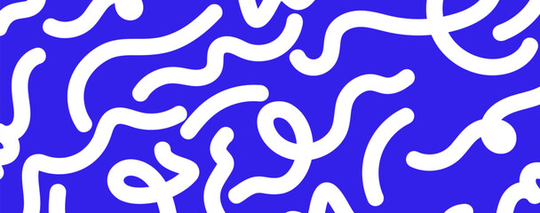 Fluid Wave Elements of white Squiggly Designs.Vector Graphic Pattern with Wavy Lines in white Colors. Abstract wavy shapes set on blue background.
