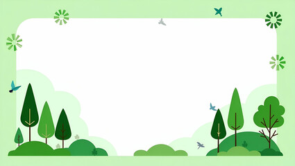 Green Forest and Clean Air Symbols Border Frame for World Environment Day Air Quality Concept