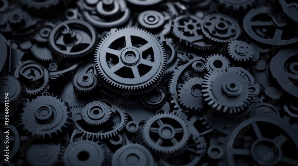 Poster intricate mechanical gears interlocking