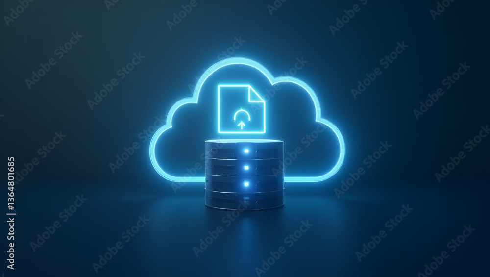 Poster business technology cloud computing service and technology file upload backup on cloud server storag