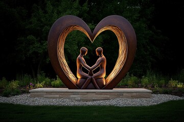 A Springstone sculpture of intertwined human figures, symbolizing unity and connection