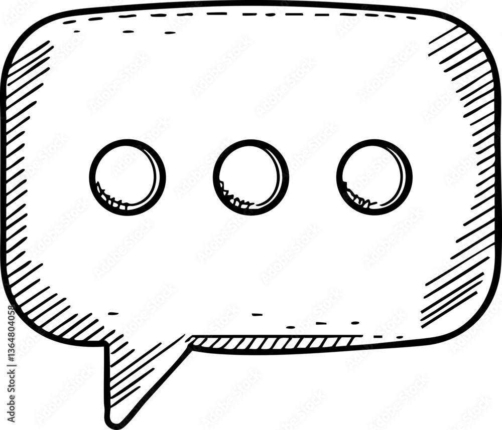 Aufkleber a simple line drawing of a speech bubble featuring three dots, commonly used to indicate an ongoing 