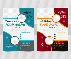 moden  clean professional  food  flyer. review template design with organic shape design  restaurant  business  marketing social media postor  