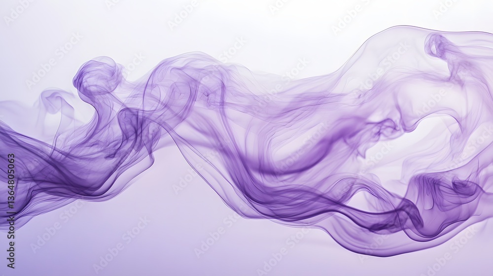 Aufkleber flowing purple smoke on a soft background, ethereal and delicate patterns creating a serene atmosphe