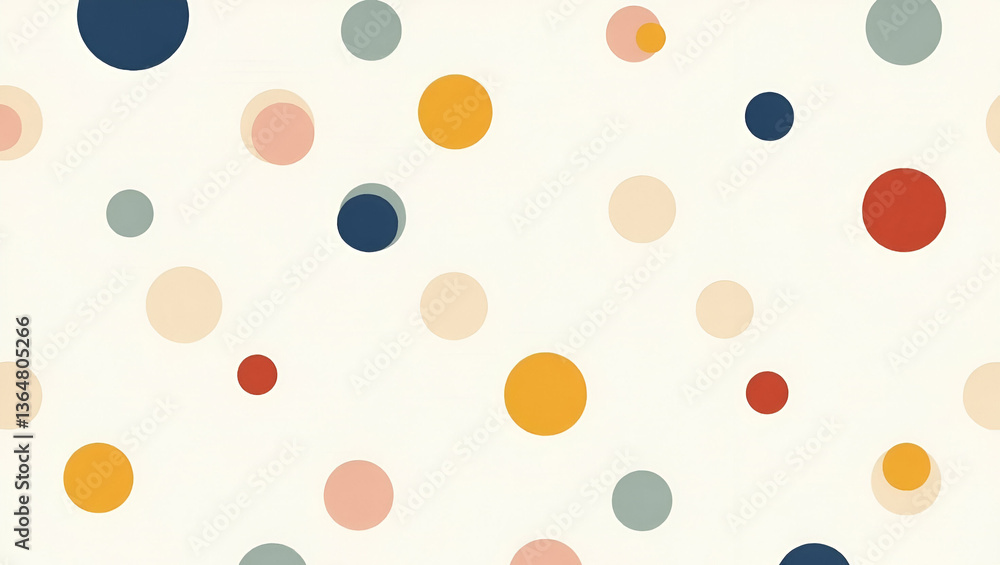 Poster clean scandinavian inspired circle tile pattern: minimal colors & shapes on white background for sty