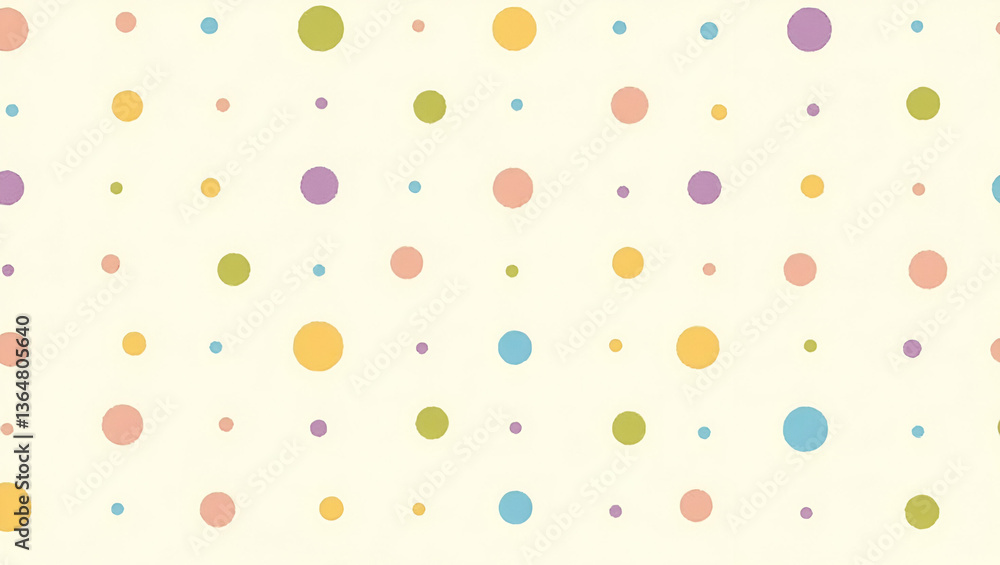Poster flat retro polka dot circle tile pattern with cheerful colors on white for a lively nostalgic atmosp