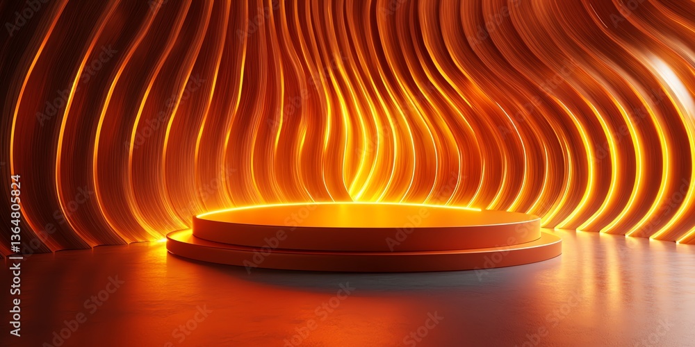 Aufkleber illuminated display platform with modern curved background for product showcase