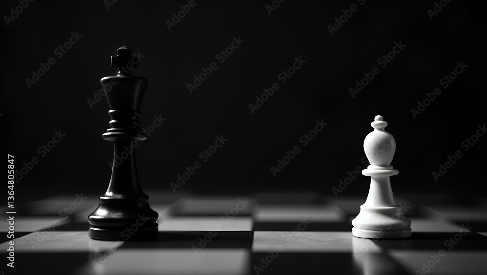 Poster king and knight chess setup on dark background: classic strategy and royal dynamics in game concept