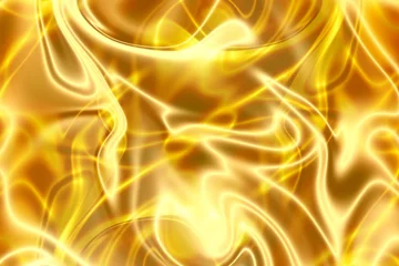 Wandcirkels Fractale golven gold fractal background glowing energy waves   © Jill