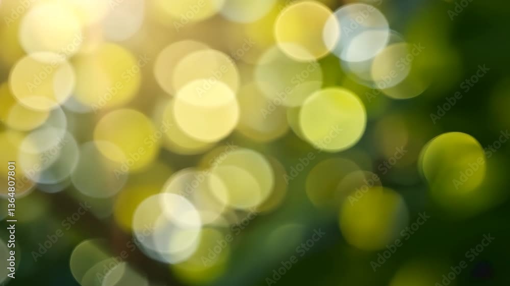 Poster abstract green and yellow bokeh lights background with soft defocused circles for festive design and