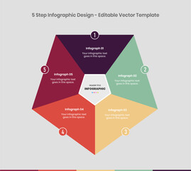 5 Steps Infographics Design editable Template, pentagon design five step infographic template, Graph, Pie chart, workflow layout, business presentation graphic elements, step by step process diagram