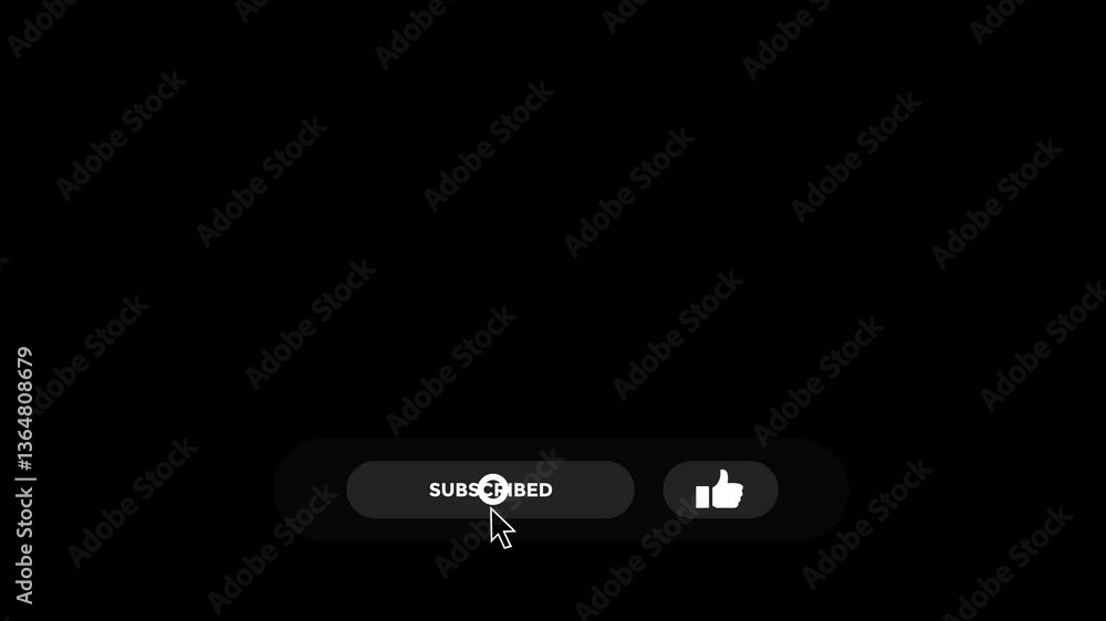Wall mural animated subscribe button for video overlay. like subscribe bell notification button, subscribe to c
