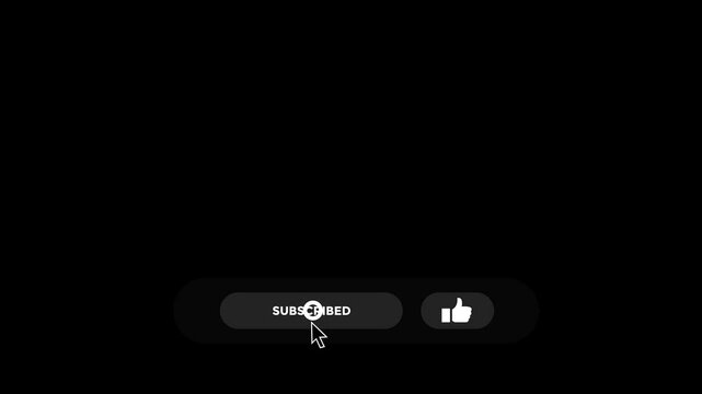 Animated Subscribe Button for Video Overlay. Like Subscribe Bell Notification Button, subscribe to channel. Transparent Background	