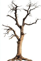 Fototapeta premium Isolated Dead Tree on white Background - Nature Element for Garden and Landscape Design