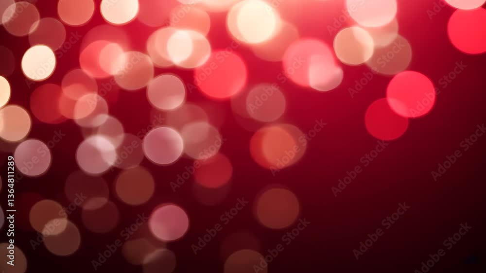 Poster abstract red and white bokeh background with circular highlights and festive atmosphere