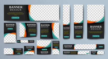 Business Banner Set for web display ads template. vector