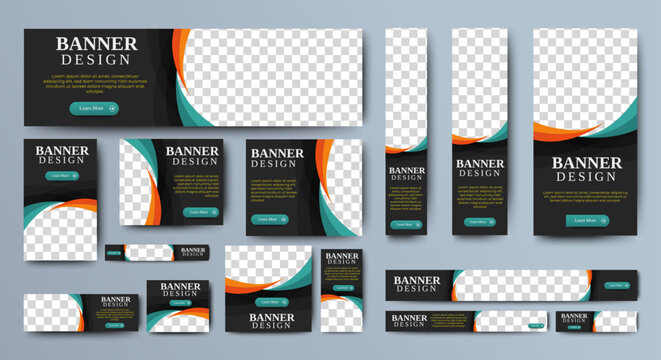 Business Banner Set for web display ads template. vector
