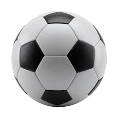 Classic black and white soccer ball, isolated on transparent
