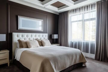 A luxurious and modern bedroom interior with elegant furnishings and decor
