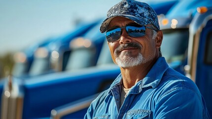 A Seasoned Truck Driver with a Face Etched with Experience and Stories of the Open Road