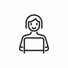 woman laptop work remote icon vector sign
