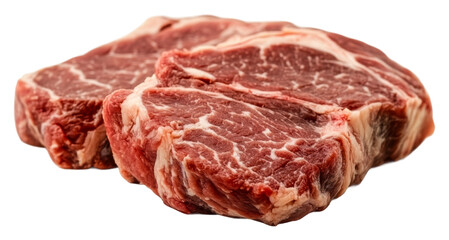 Obraz premium Grilling delicious ribeye steaks backyard food outdoor cut out